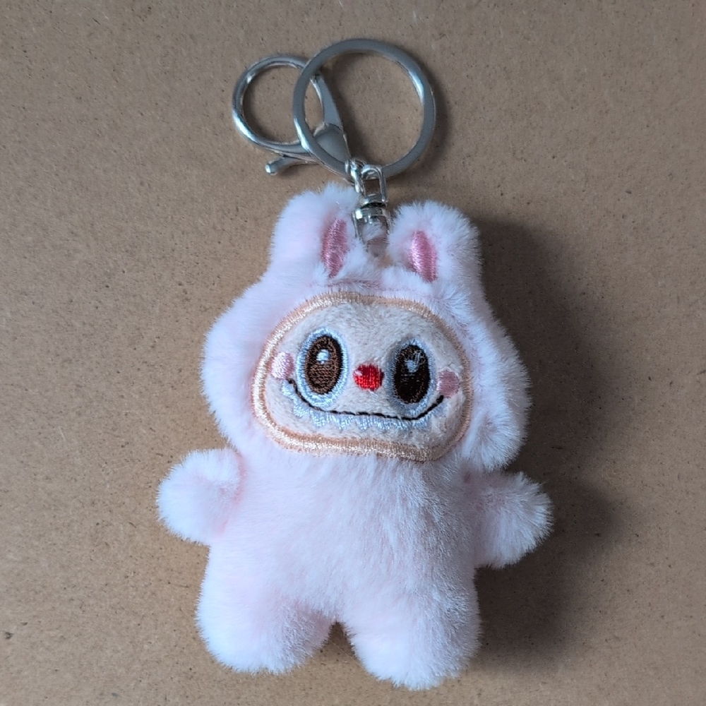 Charming Pink Plush Keychain Bag Charm